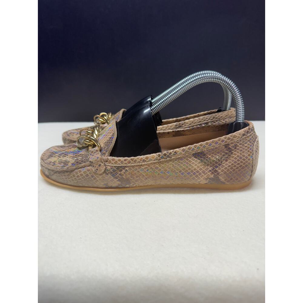 Stuart Weitzman Snake Print Loafers With Gold Cha… - image 5